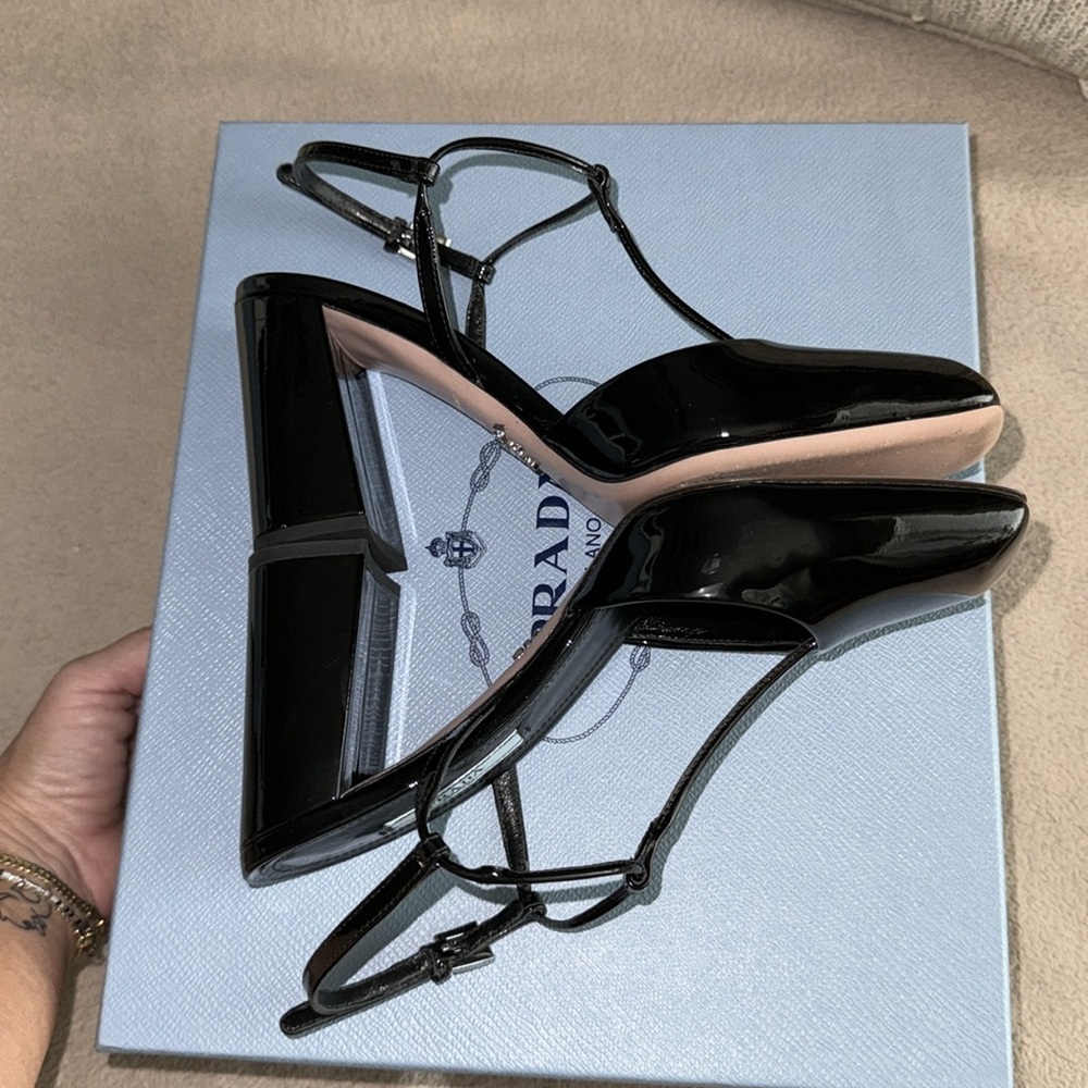 PRADA Slingback Pumps Black Patent Size 36 - Picture 10 of 12